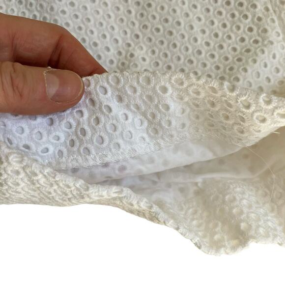 J.Crew Sz 0 White Eyelet Patio Pants Trousers Cropped Straight Preppy Elegant - Picture 13 of 16